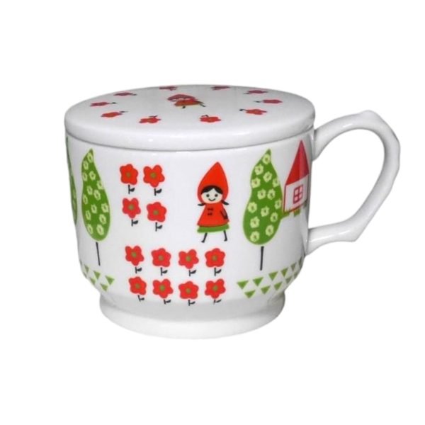 Little Red Riding Hood Porcelain Mug With Lid - front view