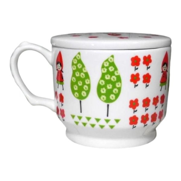 Little Red Riding Hood Porcelain Mug With Lid - back view