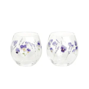 玻璃杯2件套裝 - 紫羅蘭款式,杯裡沒有飲料的樣子