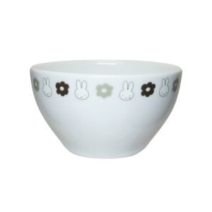 Miffy 花圖案碗 – 白底黑灰花