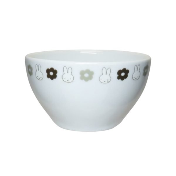Miffy 花圖案碗 – 白底黑灰花