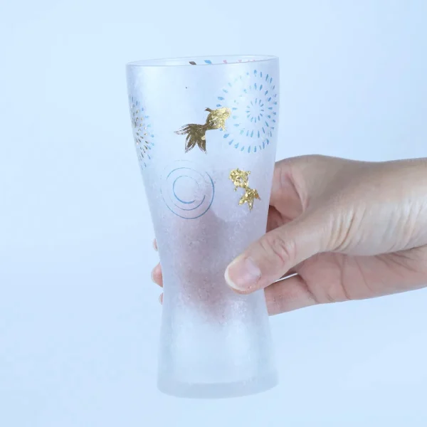 ADERIA石塚硝子 夏日煙火啤酒杯 活潑的金魚日式圖案