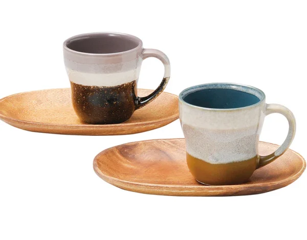 Aito Glaze Works 杯與木托盤套裝 2套