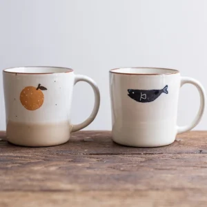 IZAWA 可愛柚子 藍色小魚 瓷器杯