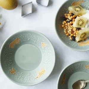 日本製 Yoshizawa 森林與熊綠色淺碗