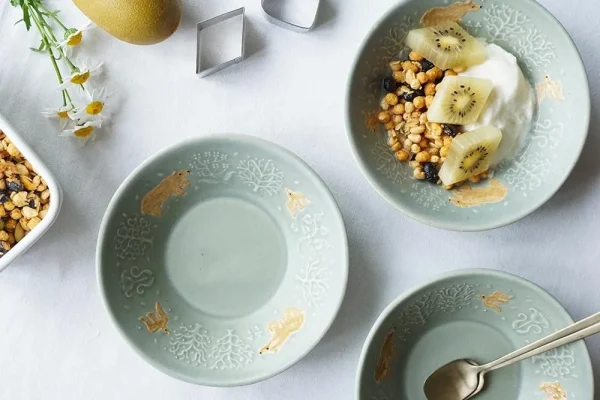 日本製 Yoshizawa 森林與熊綠色淺碗