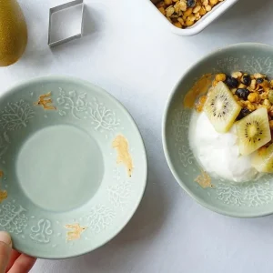 日本製 Yoshizawa 森林與熊綠色淺碗 2