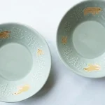 日本製 Yoshizawa 森林與熊綠色淺碗 4