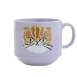 紫色CDF ètendue I LOVE CAT！貓咪面圖案可堆疊陶瓷杯正面