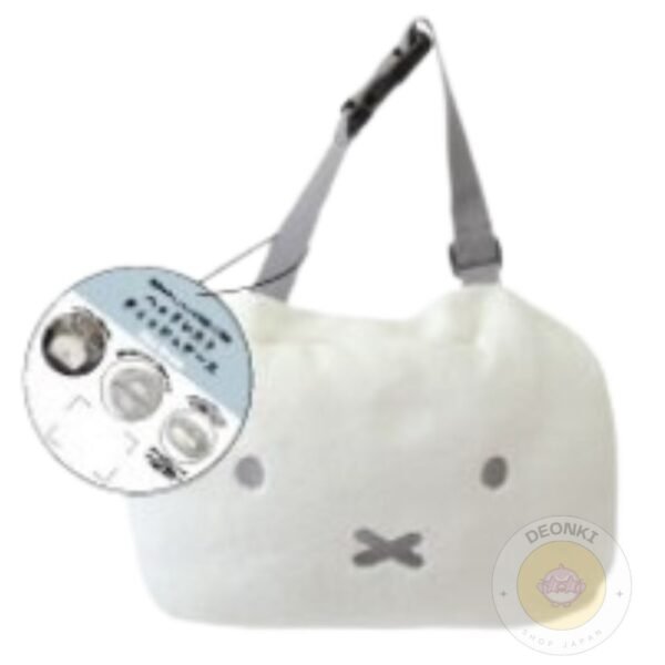 Miffy 米菲 車用掛式絨毛紙巾套 白色，正面展示與設計細節吊牌。